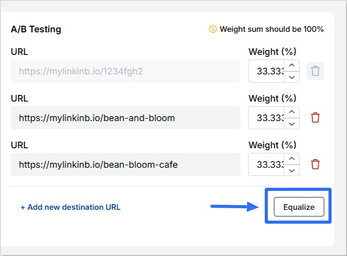 Equalize weight of URLs