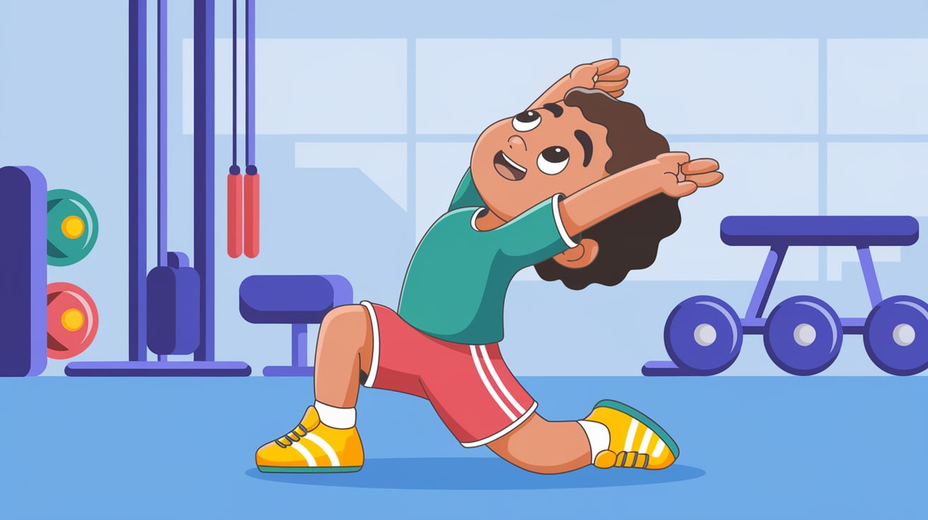 Doing Exercise Cartoon Upward Stretching Kid Exercise Clipart