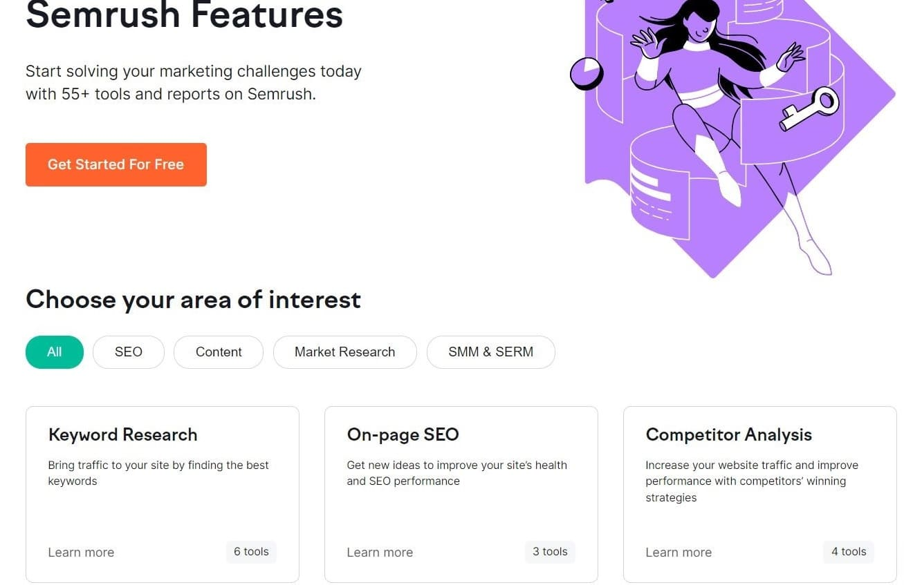 Semrush website analytics tool