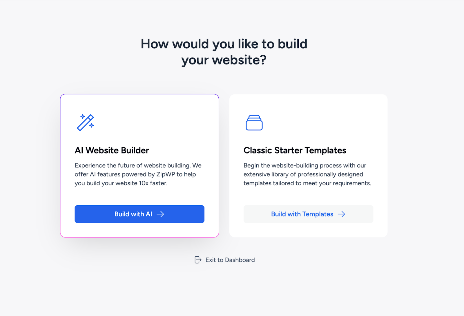 build website with ai or starter templates