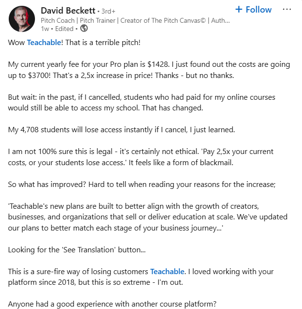 Frustated Teachable user