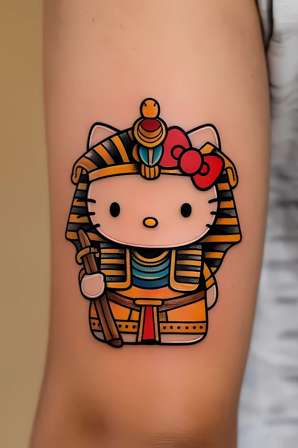 Hello Kitty as a Pharaoh Tattoo
