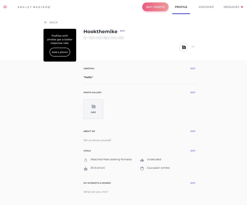 ashley madison dating site registration process profile completion