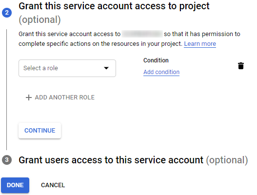 Grant this service account access to project