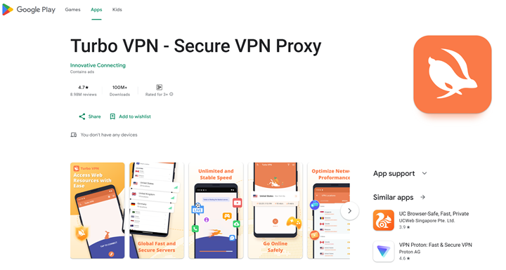 download Turbo VPN on Google Play Store