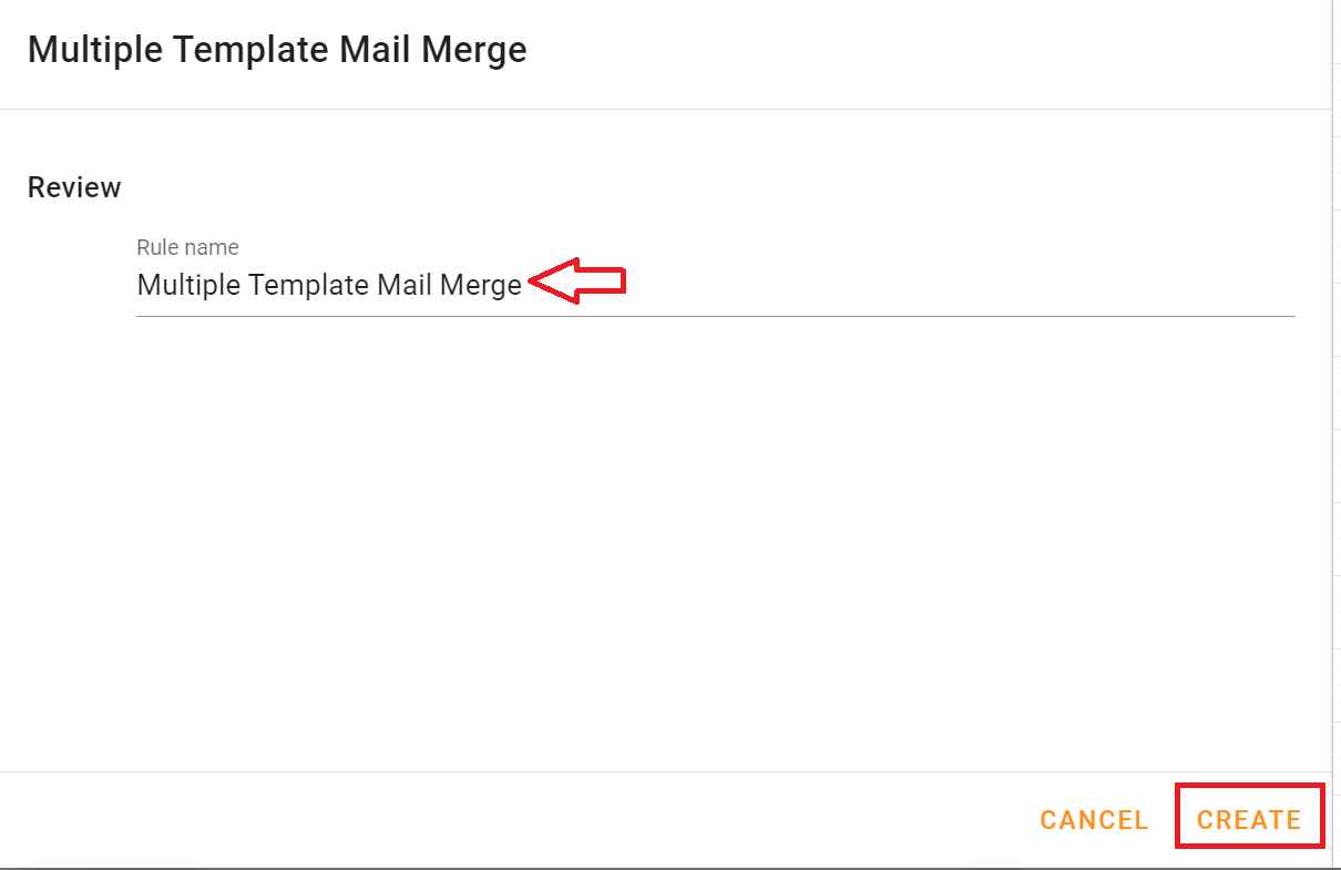 Mail Merge in Gmail using xFanatical Foresight-Create Rule Name