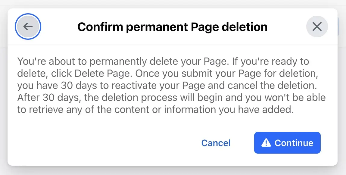 (Confirm that you want to delete the page)