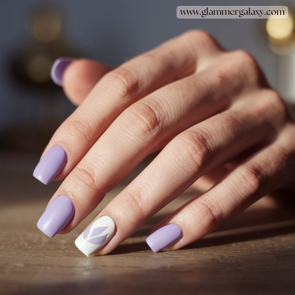 Hot summer nails having Lavender + white