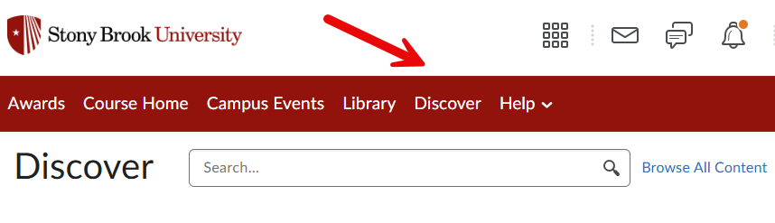 Arrow pointing to the Discover