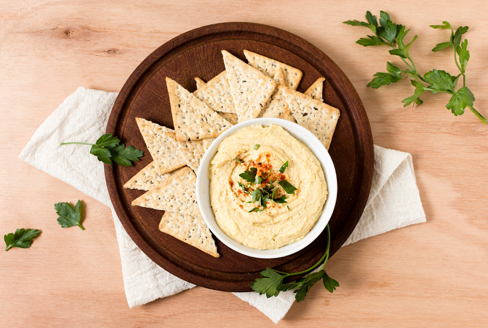 Baked Millet Crackers with Hummus
