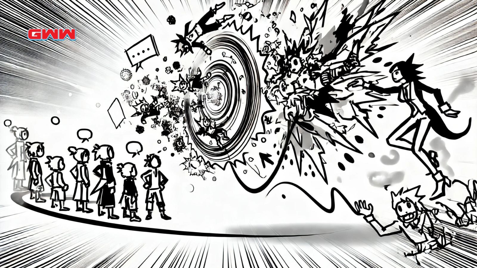 A wide image representing the literal meaning of manga.