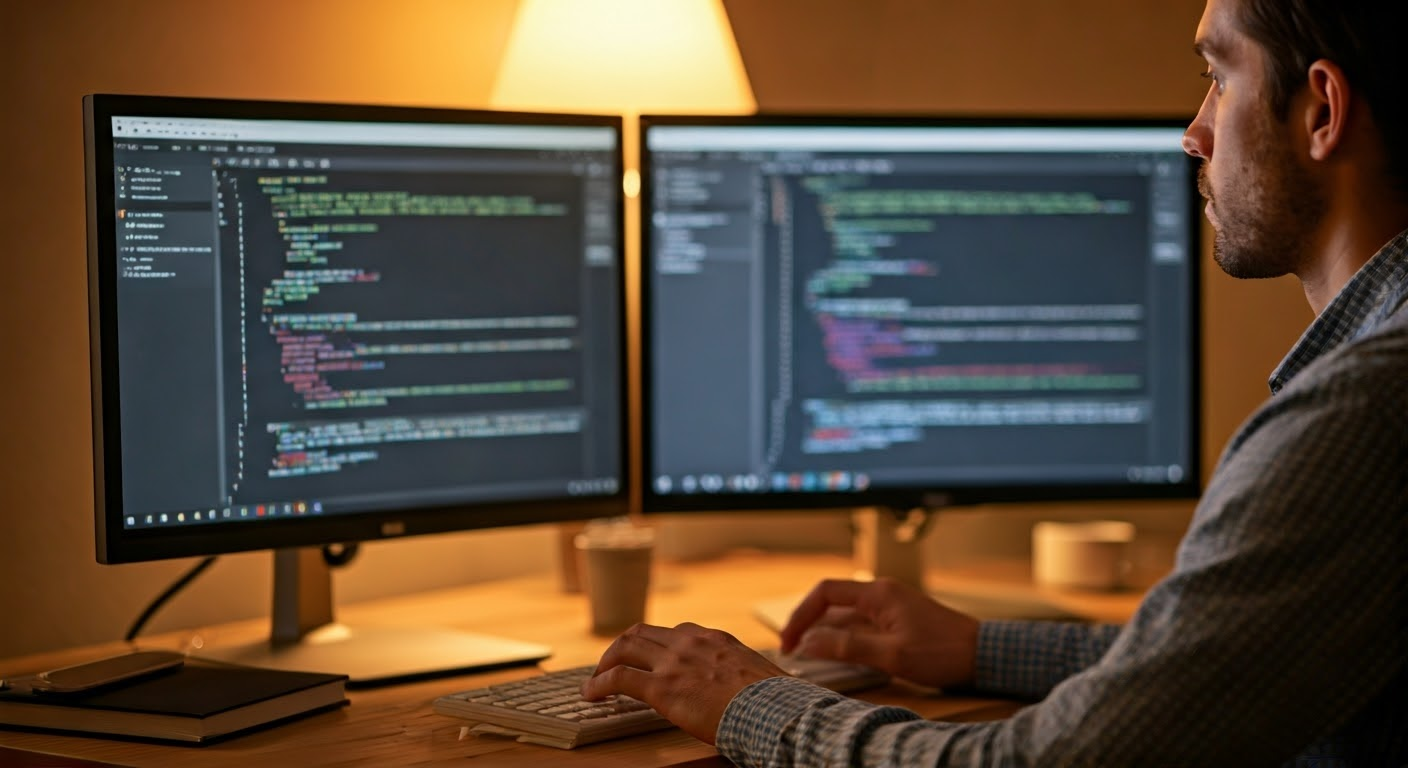 Programmer coding Drupal modules