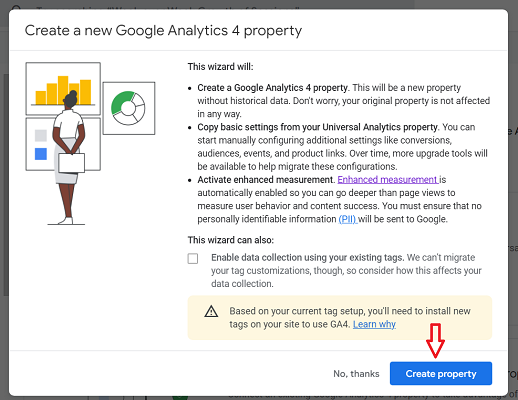 create a new google analytics 4 property