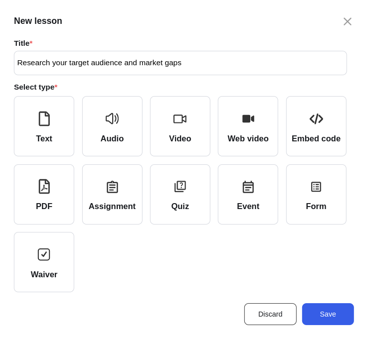 various content formats you can add in groupapp courses
