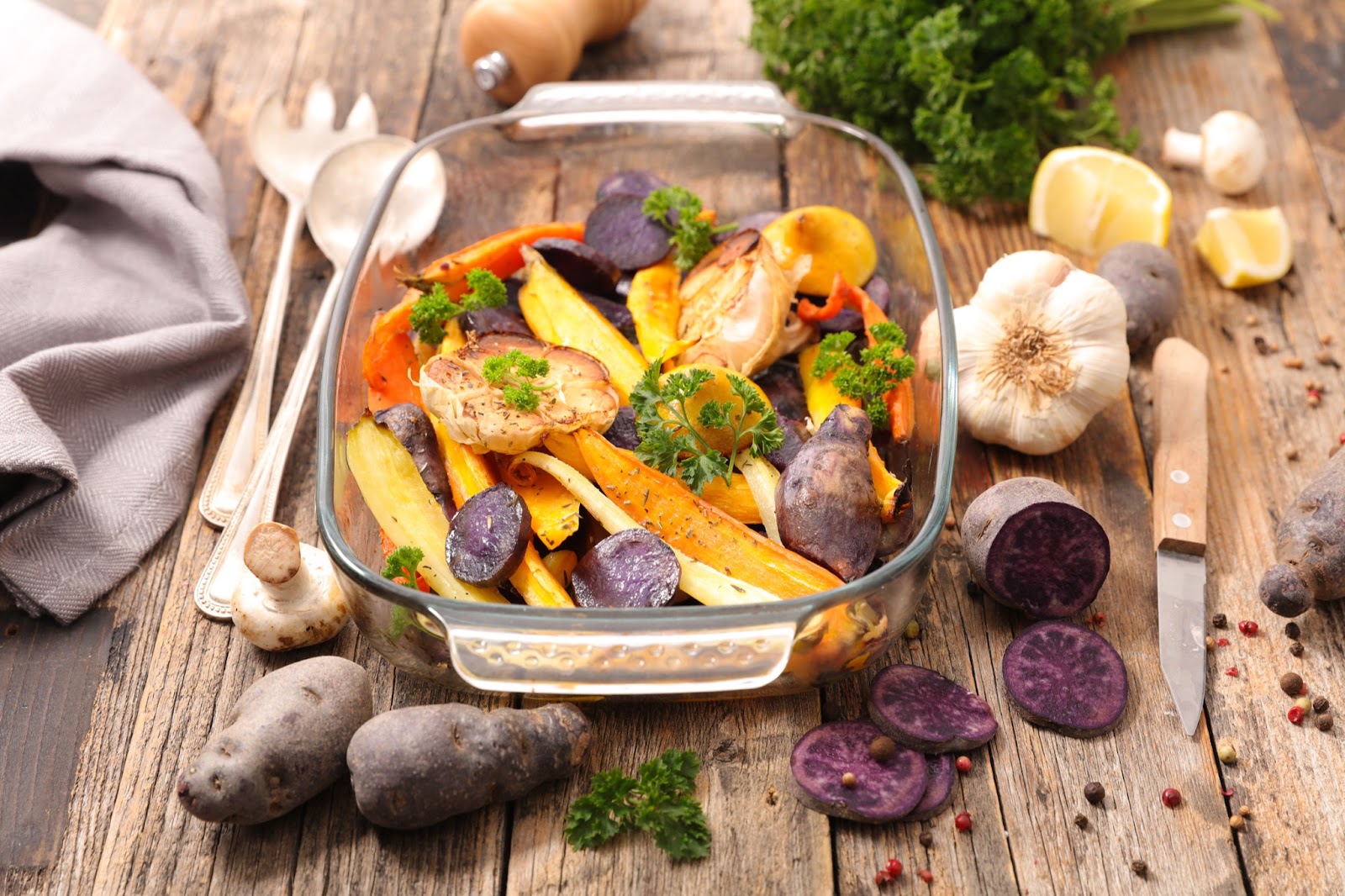 a bowl of root vegetables