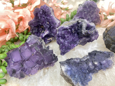 purple gemstones and crystals