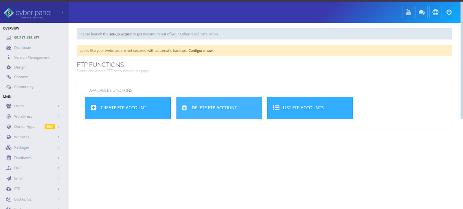 CyberPanel FTP Functions