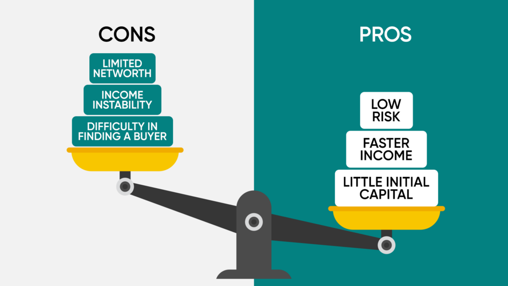 scale with pros on heavier side and cons on the other. 