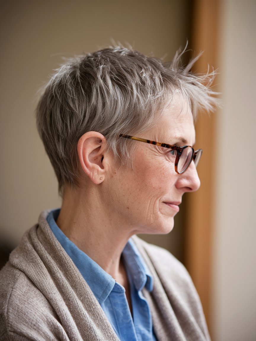 29. Pixie Cut for Women with Glasses