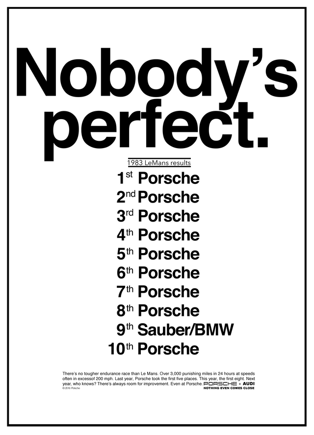 Nobody's Perfect" Porsche Poster - Recreated in HD : r/Porsche