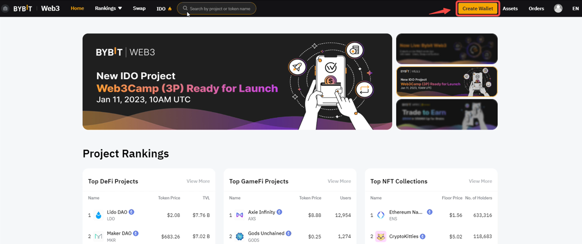 Bybit exchange homepage