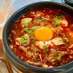 This contain an image of  Sundubu Jjigae a korean most loved food