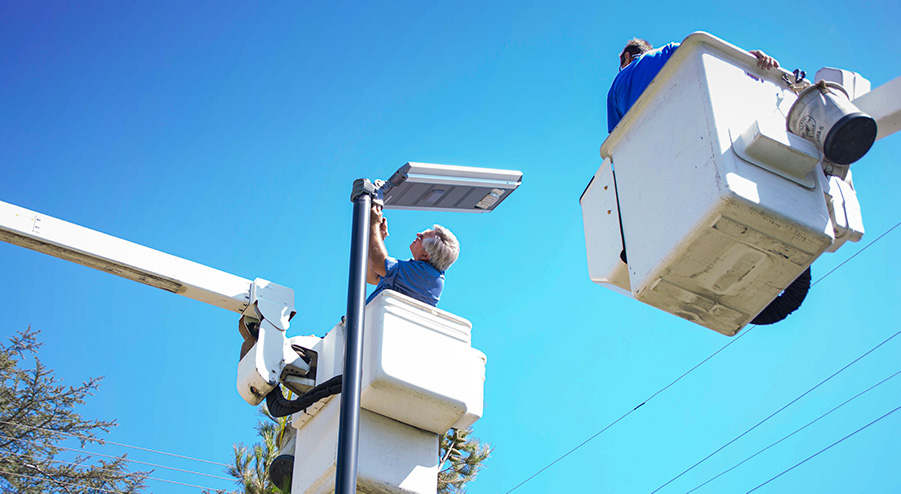 Solar Powered LED Street Light installation