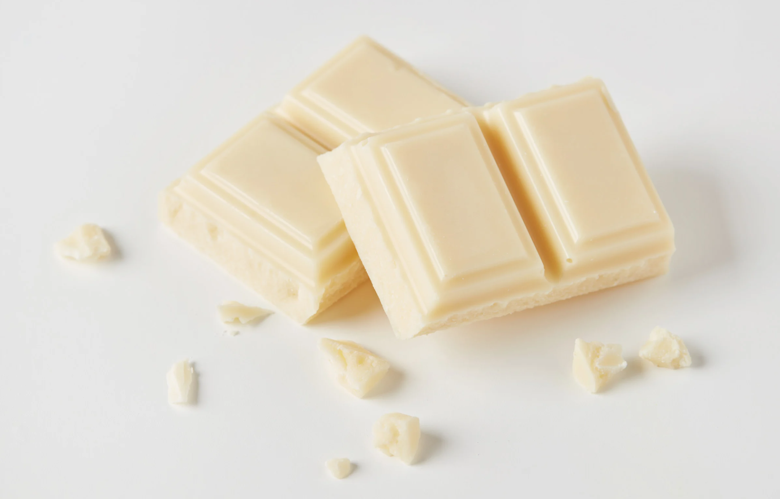 Close-up of white chocolate ingredients like cocoa butter