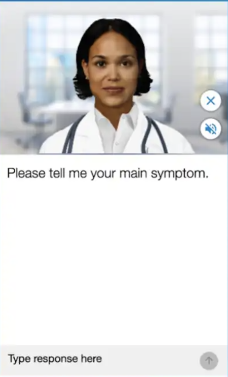 AskFirst’s virtual nurse assessing initial symptoms