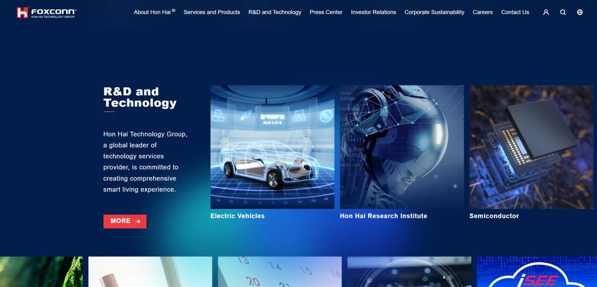 Screenshot from foxconn.com