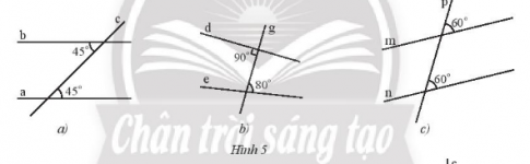 CHƯƠNG 4: GÓC VÀ ĐƯỜNG THẲNG SONG SONGBÀI 3: HAI ĐƯỜNG THẲNG SONG SONG1. DẤU HIỆU NHẬN BIẾT HAI ĐƯỜNG THẲNG SONG SONG Bài 1: Quan sát Hình 3 và dự đoán các đường thẳng nào song song với nhau.Đáp án chuẩn: m//n và a//b Thực hành 1: Tìm các cặp đường thẳng song song trong Hình 5 và giải thíchĐáp án chuẩn: Hình a: a // b vì c cắt a, b và tạo thành một cặp góc so le trong bằng nhauHình b: không có cặp đường thẳng nào song song Hình c: m // n vì p cắt m, n và tạo thành một cặp góc đồng vị bằng nhauThực hành 2: Cho hai đường thẳng phân biệt a và b cùng vuông góc với đường thẳng c tại A và B (Hình 6). Hãy chứng tỏ a//b.Đáp án chuẩn: Vì có một cặp góc đồng vị bằng nhau nên a // b2. TIÊN ĐỀ EUCLID VỀ ĐƯỜNG THẲNG SONG SONG Bài 1: Cho điểm A nằm ngoài đường thẳng a, quan sát cách vẽ đường thẳng b đi qua A và song song với a ở Hình 8.Em hãy dự đoán xem có tất cả bao nhiêu đường thẳng b đi qua A và song song với đường thẳng a.Đáp án chuẩn:1 Thực hành 3: a) Cho tam giác ABC. Hãy nêu cách vẽ đường thẳng a đi qua A và song song với BC, vẽ đường thẳng b đi qua B và song song với AC.b) Có thể vẽ được bao nhiêu đường thẳng a, bao nhiêu đường thẳng b? Vì sao?Đáp án chuẩn: a)b) 1 3. TÍNH CHẤT CỦA HAI ĐƯỜNG THẲNG SONG SONGBài 3: Em hãy:Vẽ hai đường thẳng a và b song song với nhauVẽ đường thẳng c cắt đường thẳng a và b lần lượt tại A và B.a) Chọn và đo một cặp góc so le trong, so sánh cặp góc này.b) Chọn và đo một cặp góc đồng vị, so sánh cặp góc này.Đáp án chuẩn: a) góc A3 =  góc B1 =  60o b) góc A1 = góc B =  60o Thực hành 4: Cho biết m // n và a // b. Tính số đo x,y,z và t của các góc trong hình 12.Đáp án chuẩn: a) x = 135o ; y = 80o)b) z = 120o; t = 90oVận dụng 1: Tìm các cặp góc bằng nhau của hai tam giác ABC và DEC trong Hình 13, biết a // b.Đáp án chuẩn: BAC = CDE; ABC = CED (2 góc so le trong)ACB = DCE (2 góc đối đỉnh)Vận dụng 2: Cho hai đường thẳng a, b song song với nhau, đường thẳng c vuông góc với a tại A và cắt b tại B. Hãy giải thích tại sao đường thẳng c cũng vuông góc với b.Đáp án chuẩn: Vì B1= 90o  c vuông góc với bBÀI TẬP