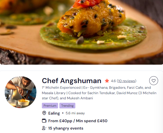 Chef Angshuman as one of the top 20 chefs in UK