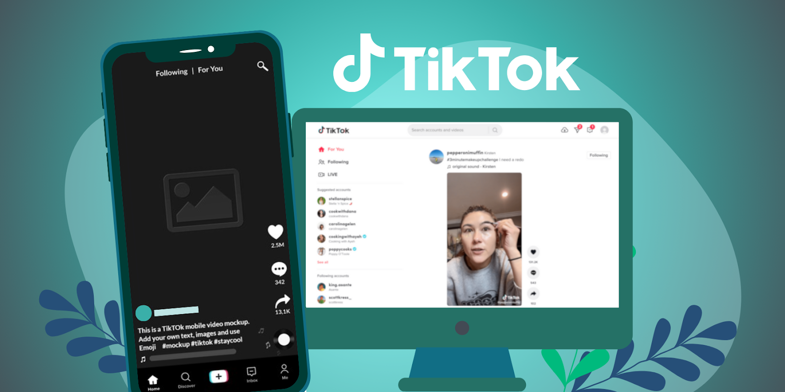 TikTok interface on phone and desktop, showcasing B2B content promotion on social media.