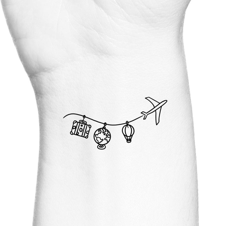 Airplane Word Travel Single Line Temporary Tattoo - Etsy