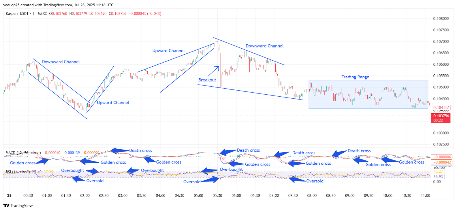 Chart 1- KAS/USDT M1 Chart, Analysed By Anushri Varshney, Published on TradingView, July 28, 2025