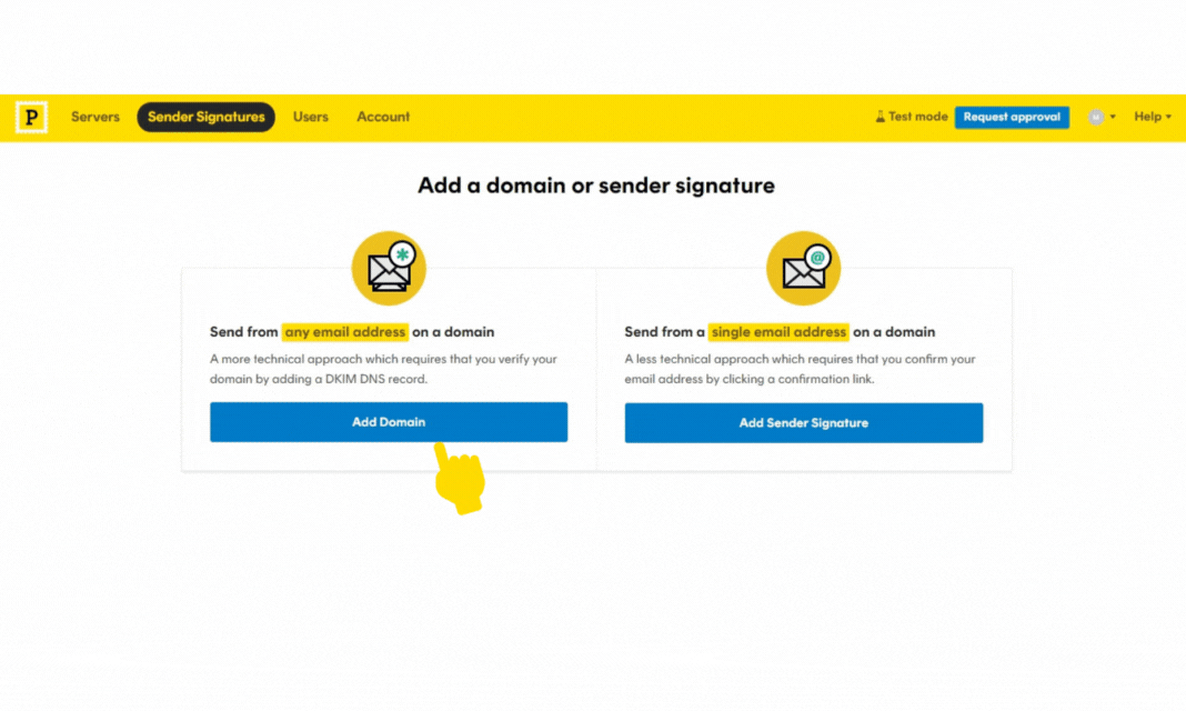 Add domain or sender signature on Postmark