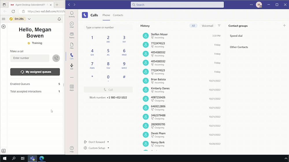 8x8 contact center integration with Microsoft Teams