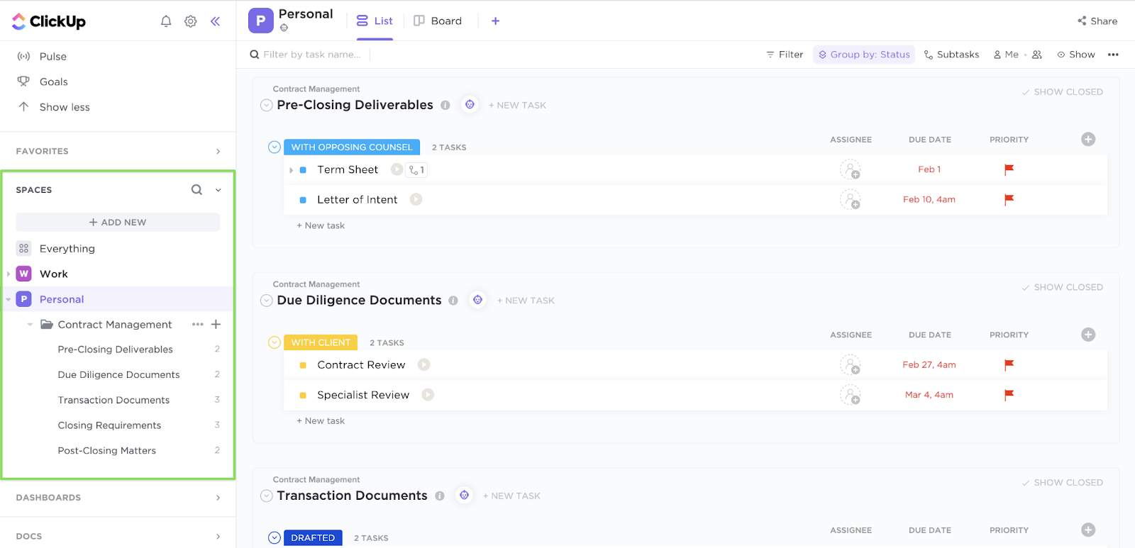 ClickUp Tasks: client collaboration