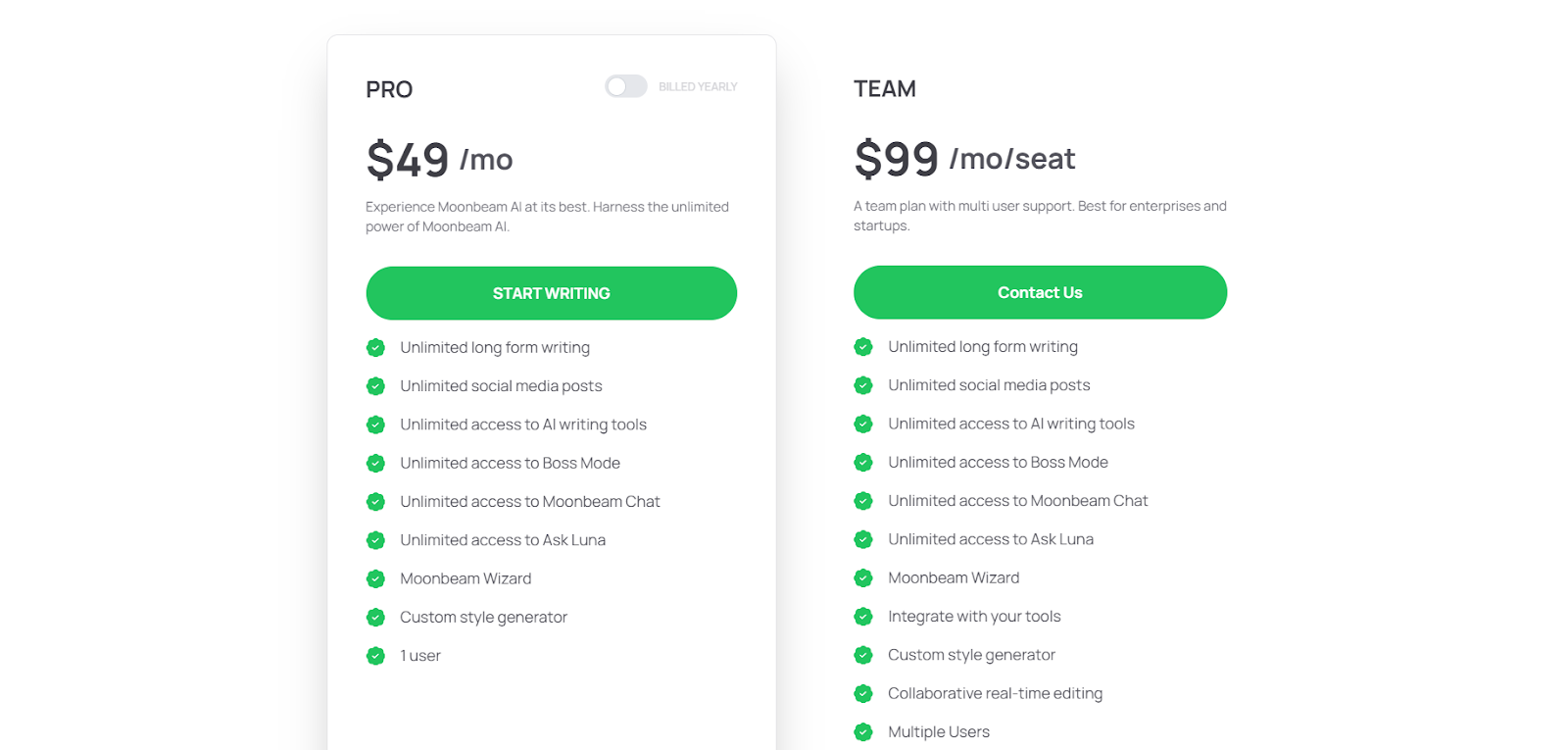 Moonbeam review: pricing plans 