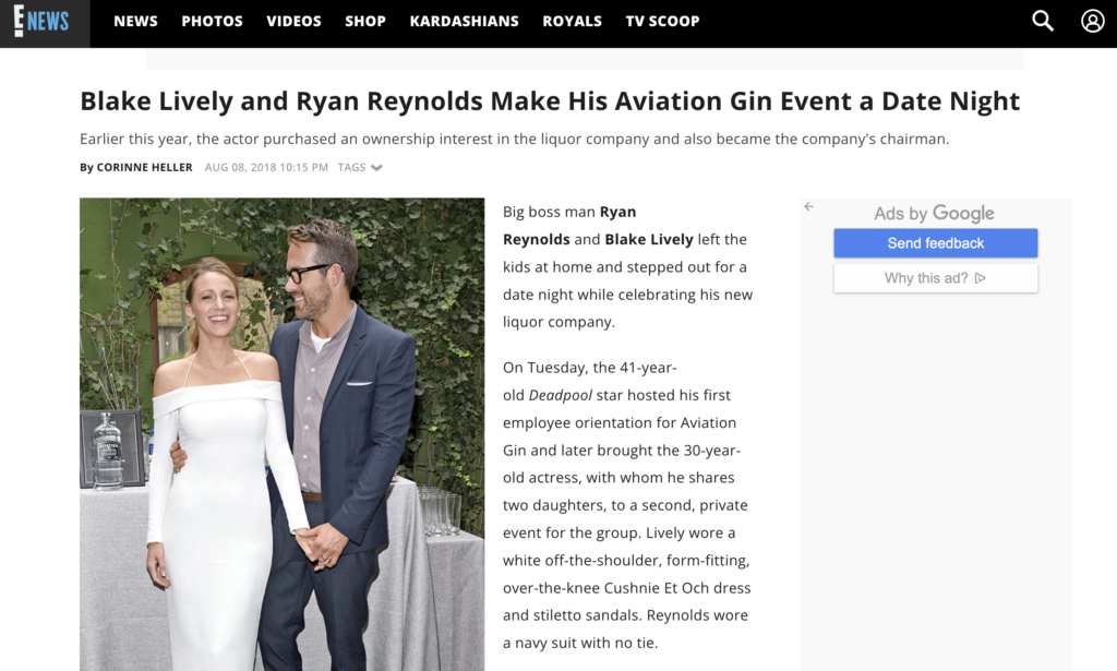 Ryan Reynolds and Blake Lively / Brand Representatives 