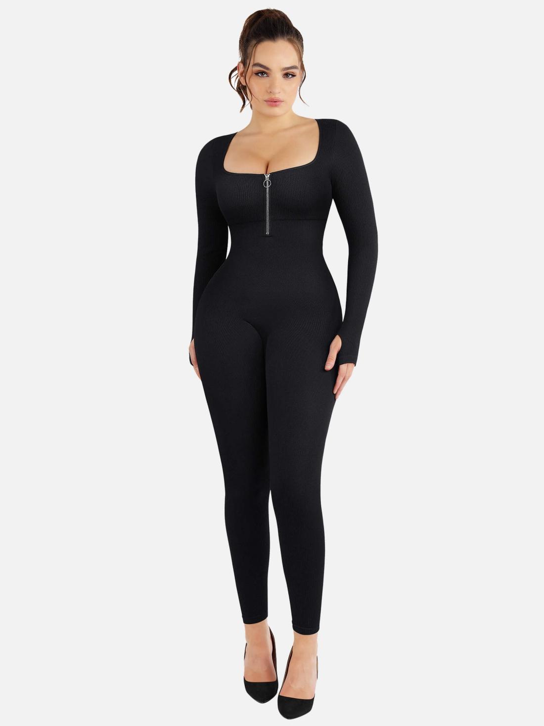 Feelingirl One Piece Zipper Sports Jumpsuit