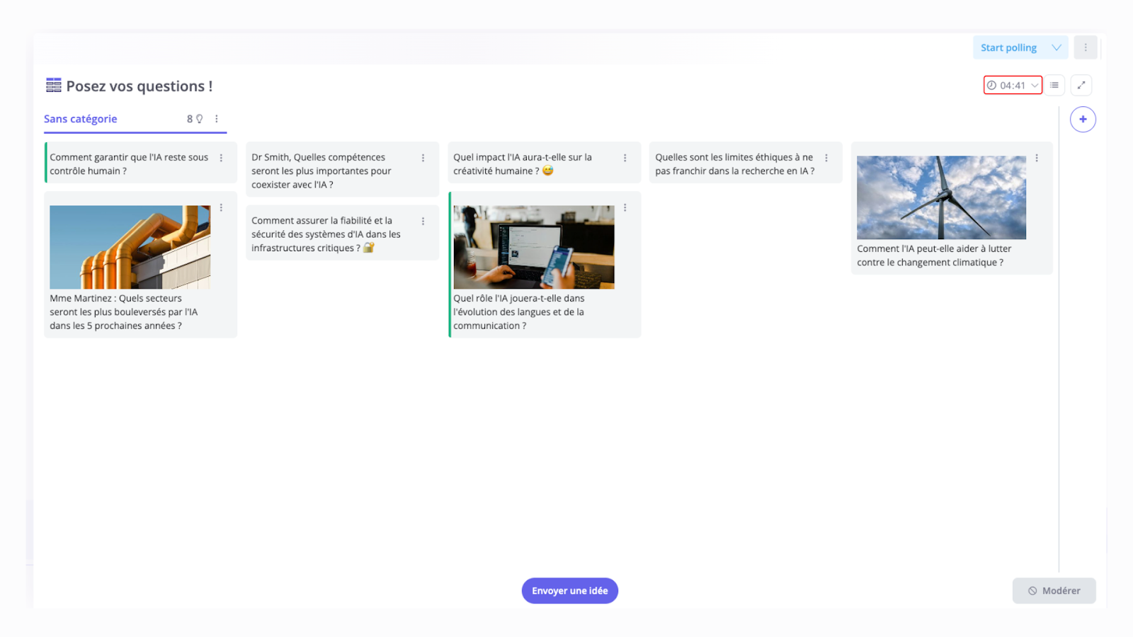 session de questions/réponses avec minuteur activé