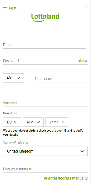 how to sign up at Lottoland on iPhone