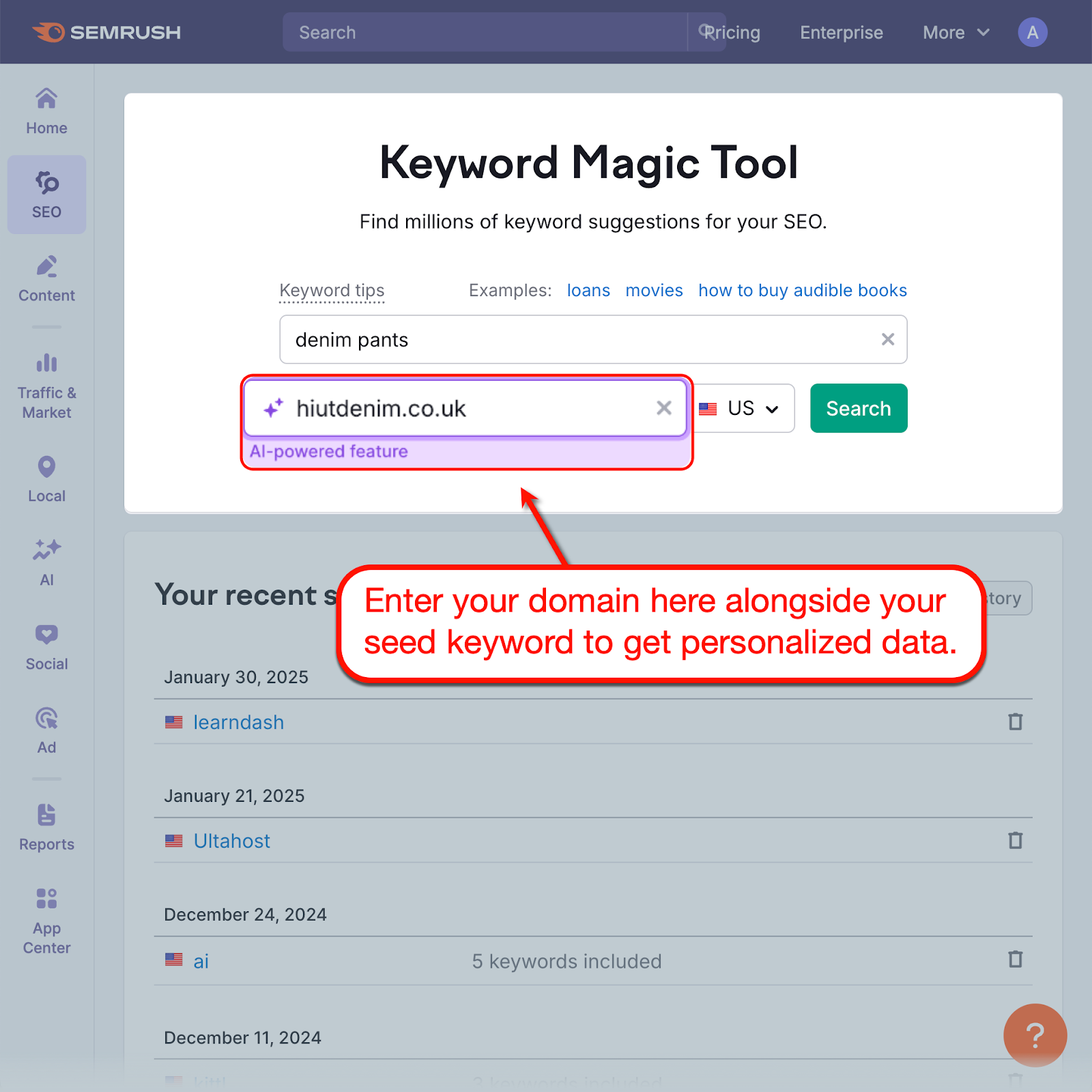 Keyword Magic Tool