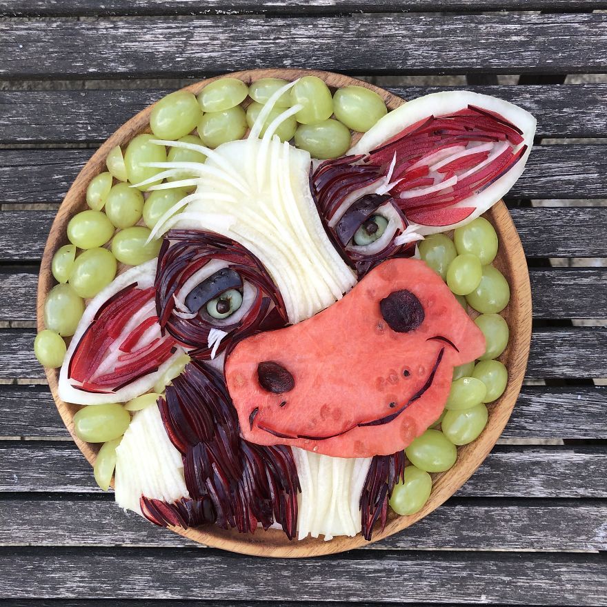 Fruit cow food art