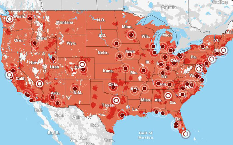 esim usa holafly Carte de couverture 4G, LTE de Verizon aux États-Unis