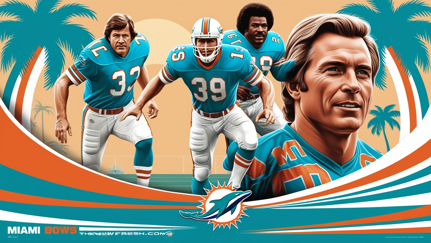 poster miami dolphins art csonka kiick morris painting