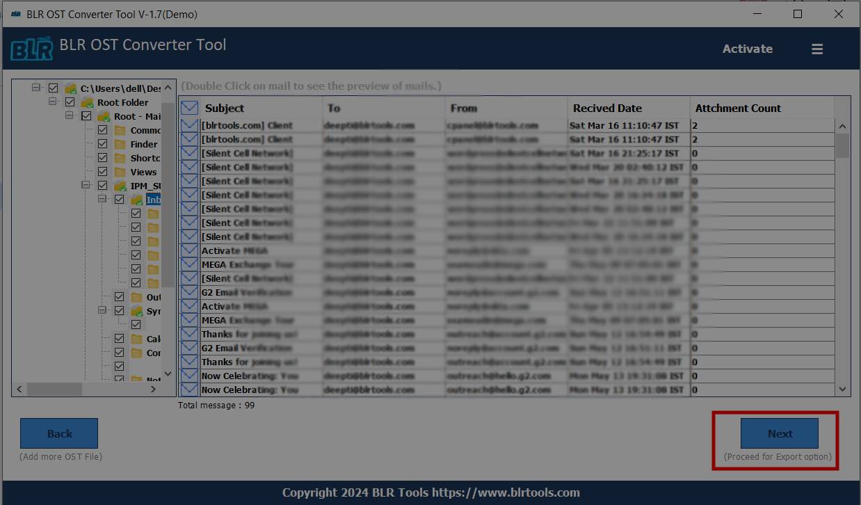 export ost file into eml 