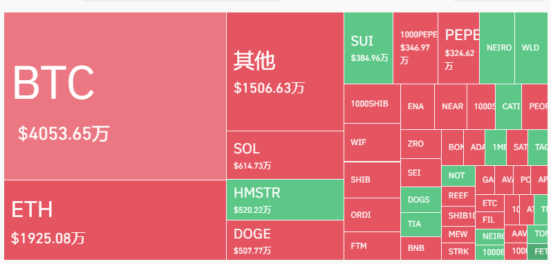 过去24小时爆仓的主要币种