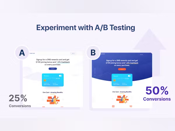 Experiment with A/B testing in Swipe Pages for variants A and B